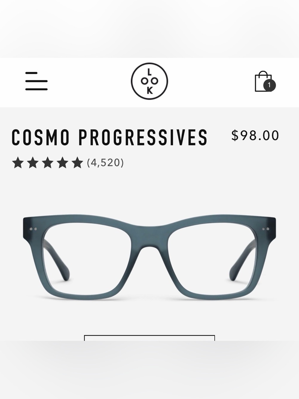 LOOK OPTIC Cosmo Progressive Reading Glasses, Lake Blue, +1.5